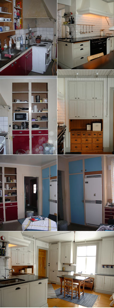 Före och Efterbilder, collage från visningsköket vi byggt om